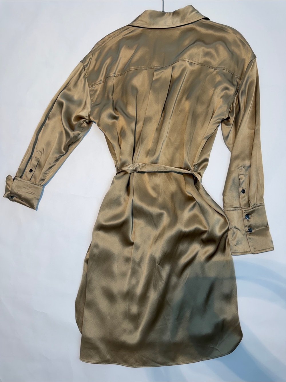 Banana Republic Satin Gold High-Low Shirt Dress - Picture 3 of 3